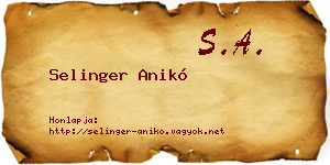 Selinger Anikó névjegykártya